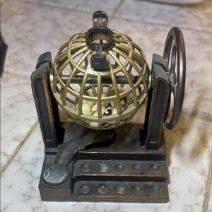 Vintage Miniature Bingo Cage, Raffle Drum Spinner Desk Curio